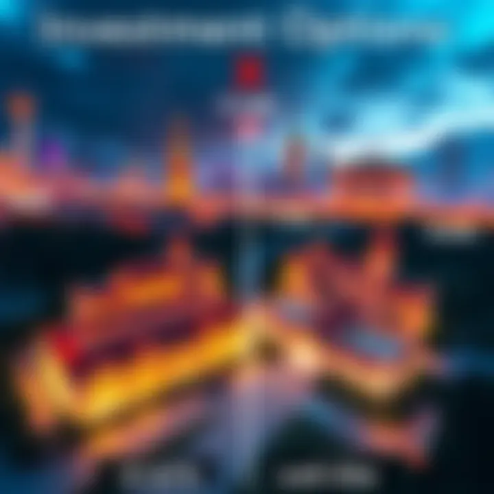 A visual comparison of 25 small parcels and one large legendary upgrade, showing potential rent returns from each investment type.