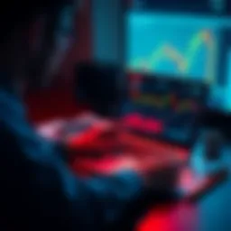 A person analyzing cryptocurrency charts on a laptop with financial documents on the table