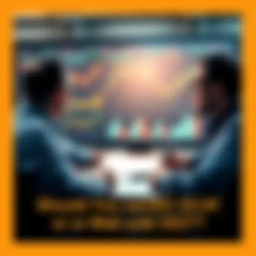 People discussing investment strategies with charts and graphs in the background, focusing on DCA timing.