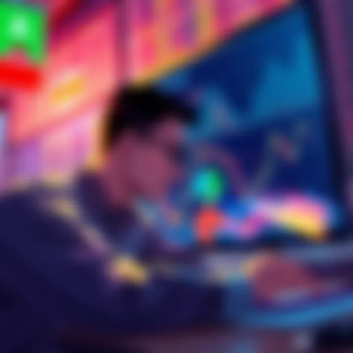 A person analyzing stock market trends with graphs and charts, considering when to invest during market dips.