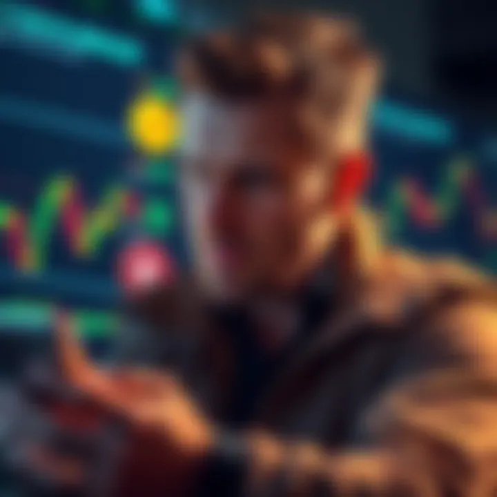 An investor analyzes cryptocurrency graphs showing significant drops in the value of alt coins, with one coin's trend indicating a sharp decline. The investor looks hopeful despite the overall market ...