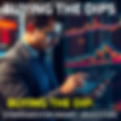 A focused investor looking at stock market charts on a tablet, considering buying during a market dip.