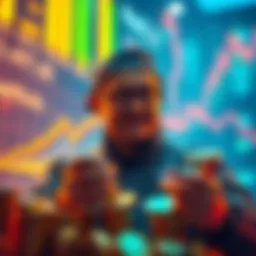 Investor Increasing Coin Holdings An investor confidently buying coins at a lower price after a recent dip in the market, symbolizing strong market faith.