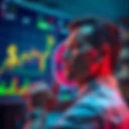 A thoughtful person looking at a chart with $KAS and investment symbols on a digital screen, considering their investment decision.