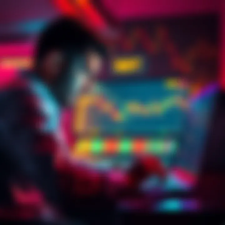 A distressed investor examines declining crypto charts on a laptop, reflecting on their financial loss.