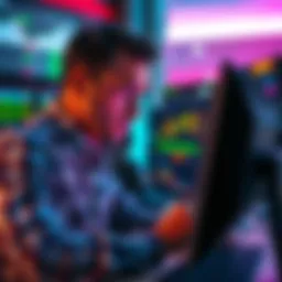 A worried investor looking at stock charts on a computer screen, symbolizing the fear of investing.
