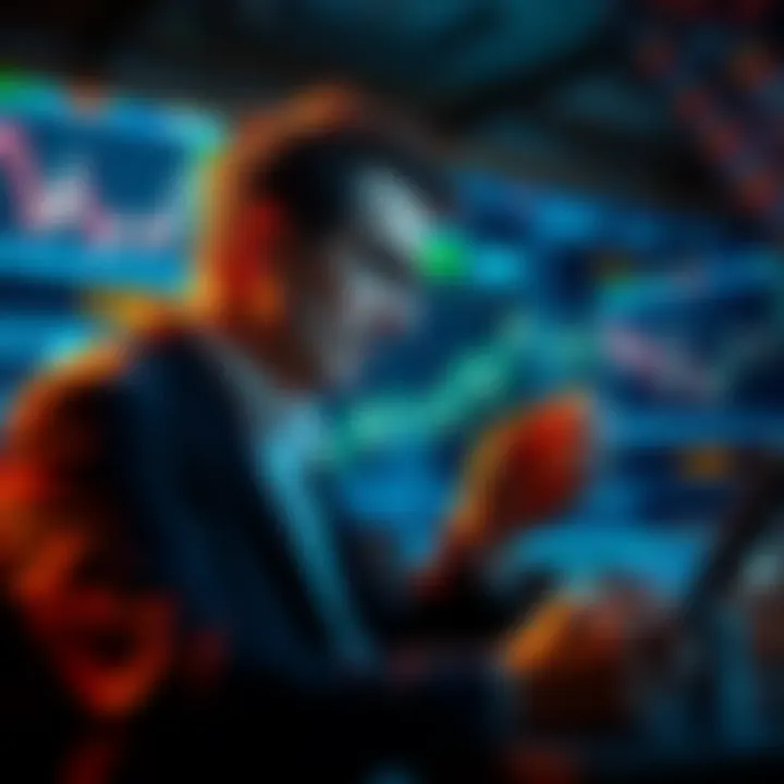 A determined investor looking at market charts and graphs while holding onto their investments until reaching .001