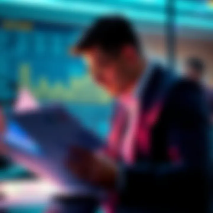 A focused investor reviewing financial documents and charts, considering the advantages of liquidation.