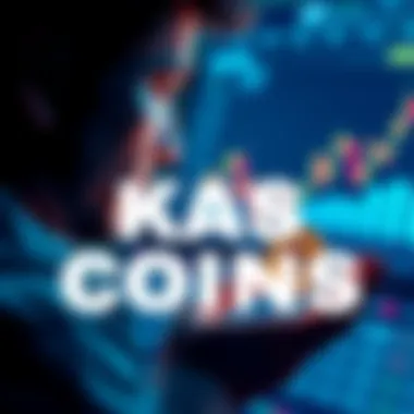 Investor Selling KAS Coins An investor looking at a chart while holding a KAS coin in one hand, expressing contemplation about his past investment choices, with a focus on the coins he's decided to keep.