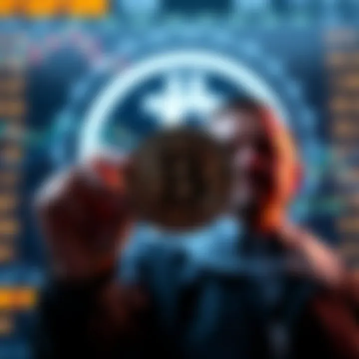 Investor Shifts Focus to Bitcoin An investor holding a Bitcoin symbol with the S&P 500 logo in the background, showing a clear shift from traditional markets to cryptocurrency.
