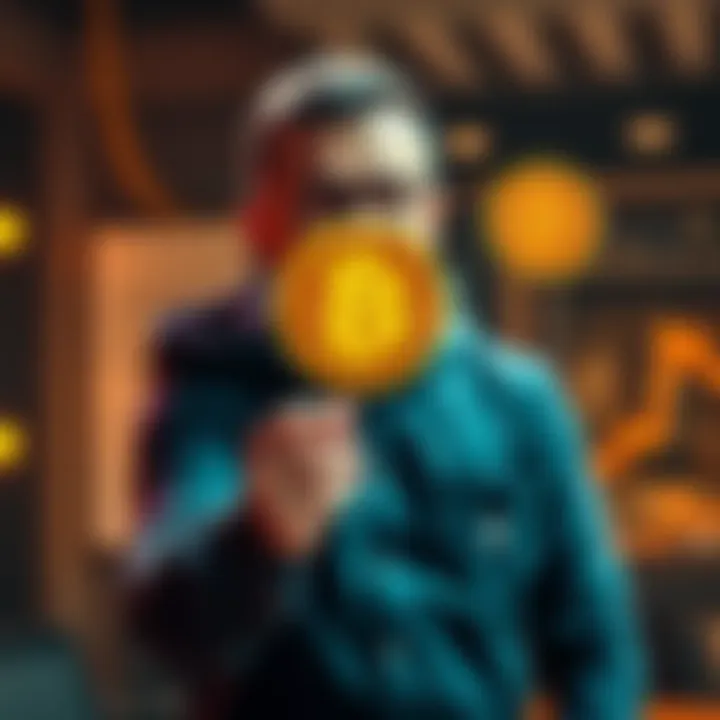 An investor holds a Bitcoin symbol, looking excited about their $6K investment.