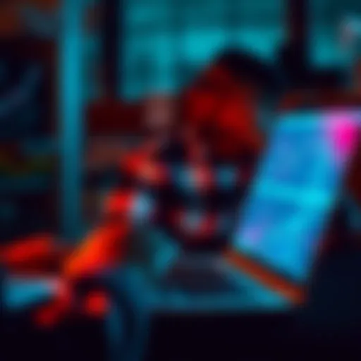 A person looking at a laptop screen with graphs and charts related to stablecoins and Solana, contemplating their investment strategy after a market loss.