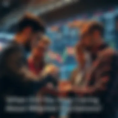 Group of investors discussing long-term strategies while looking at market graphs