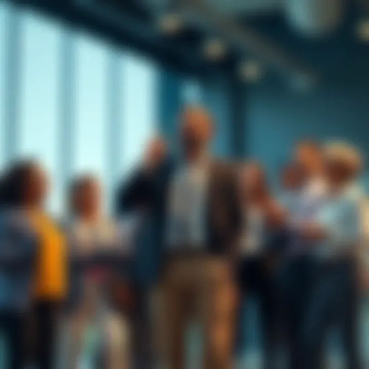 A group of diverse investors animatedly discussing investment trends, some wearing casual attire while others are more formal, reflecting different attitudes towards wealth.