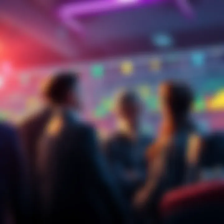 A group of investors looking at charts showing stablecoins and cryptocurrencies, indicating a shift in investment strategy due to the Clarity Act.