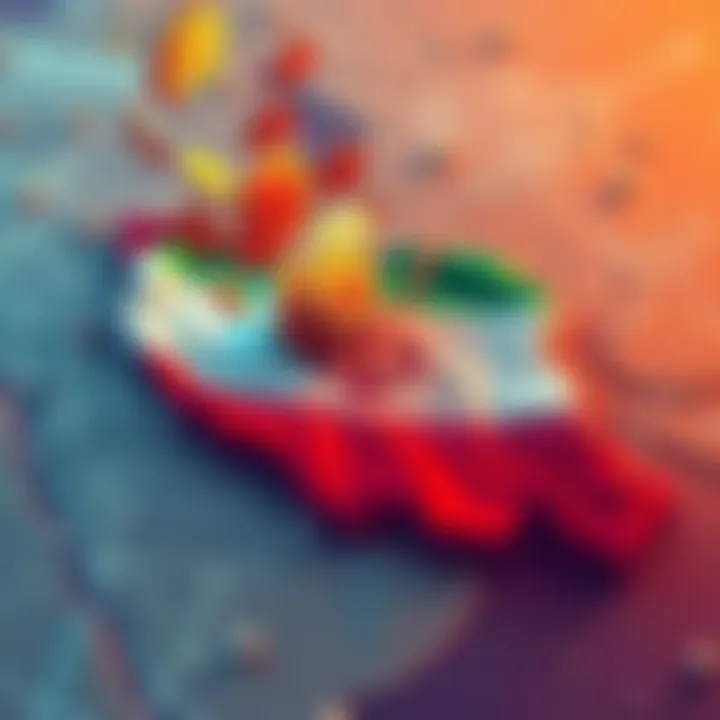 Illustration showing a large surge of cryptocurrency outflows from Iran following US-Israeli airstrikes, depicting digital coins leaving a map of Iran