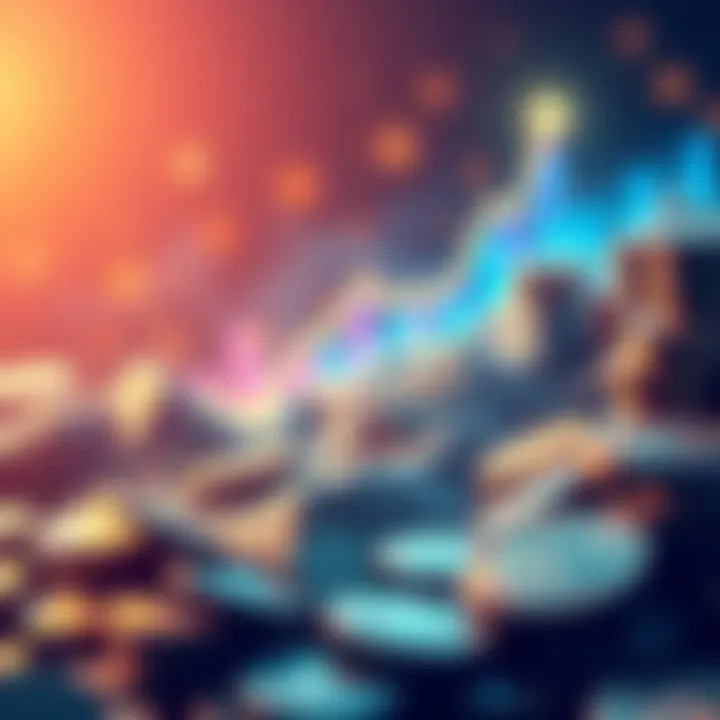 Illustration showing rising crypto transactions in Iran with symbols of money and digital coins, reflecting a spike in activity