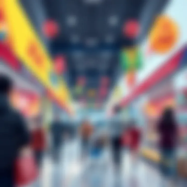 People shopping for JD E-Cards on BitMart Mall with display of coupons and holiday decorations