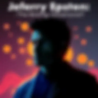 Jeferry Epstein and Bitcoin A graphic representation linking Jeferry Epstein to Bitcoin, featuring a silhouette of Epstein with Bitcoin symbols in the background.