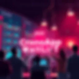 Join CronosApp Waitlist Graphic showing people excitedly signing up for CronosApp's trading platform waitlist, with symbols of stocks and cryptocurrency in background