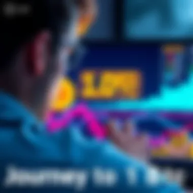 A person looks at a digital wallet showing almost 0.3 BTC on a computer screen, symbolizing a ten-year journey in cryptocurrency aiming for 1 BTC.