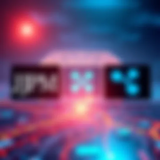 JPMorgan and Ripple logos with a representation of a $10 trillion settlement process on the XRP Ledger