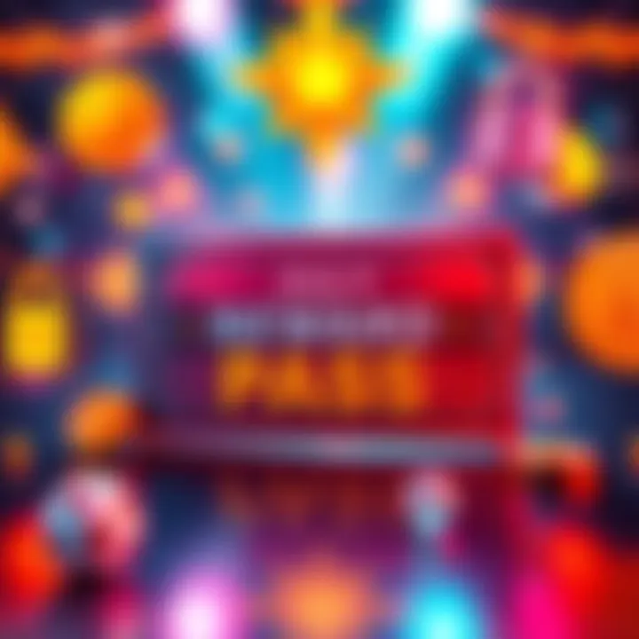 July Reward Pass A visual representation of a July reward pass with symbols of unlocked rewards around it