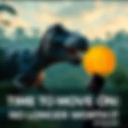 A scene from Jurassic Park showing a dinosaur with a person in awe, reflecting on past investments, with a Bitcoin logo subtly in the background.