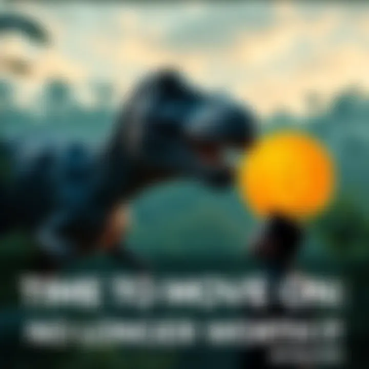 Jurassic Park Movie Scene A scene from Jurassic Park showing a dinosaur with a person in awe, reflecting on past investments, with a Bitcoin logo subtly in the background.