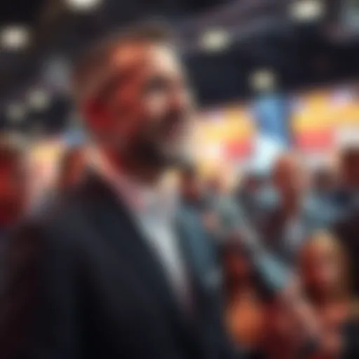 Justin Atwell at a promotional event in Canton, facing criticism from attendees and media.