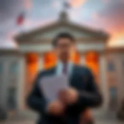 Justin Sun stands in front of a courthouse holding legal documents, ready to take action against World Liberty Financial owned by the Trump family.
