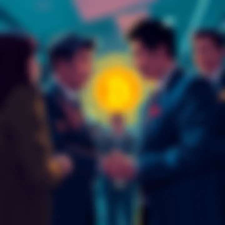 Justin Sun shaking hands with SEC representatives after settlement announcement