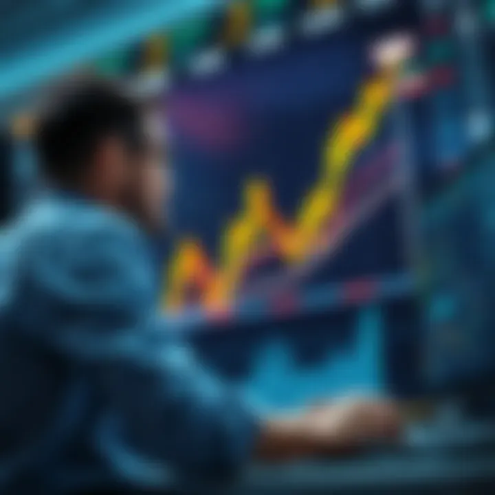 Investors watching a stock chart with a bullish trend, signaling optimism for Kaspa's market performance.