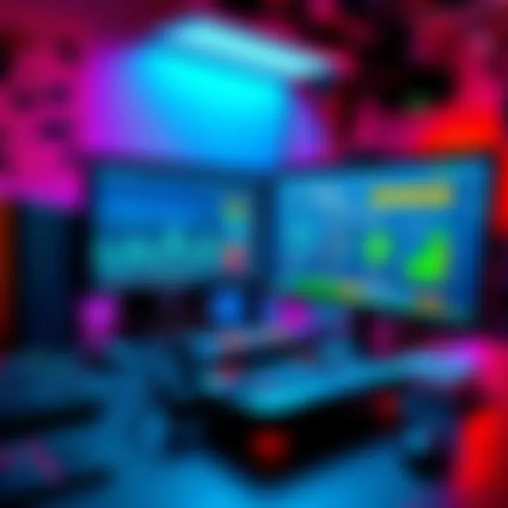 A computer setup for mining Kaspa coins with graphics cards and mining software displayed on the screen