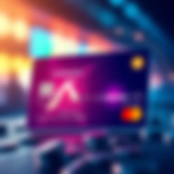 A credit card showing a digital interface connecting to an Avalanche address, illustrating seamless crypto payments with stablecoins.