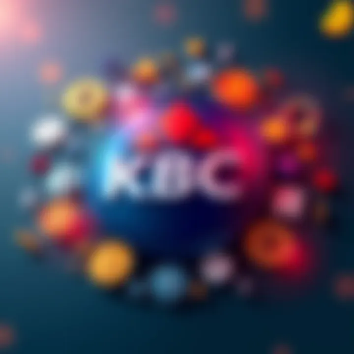 KBC Bank logo surrounded by various cryptocurrency symbols, indicating the bank's new crypto trading service starting February 16, 2026.
