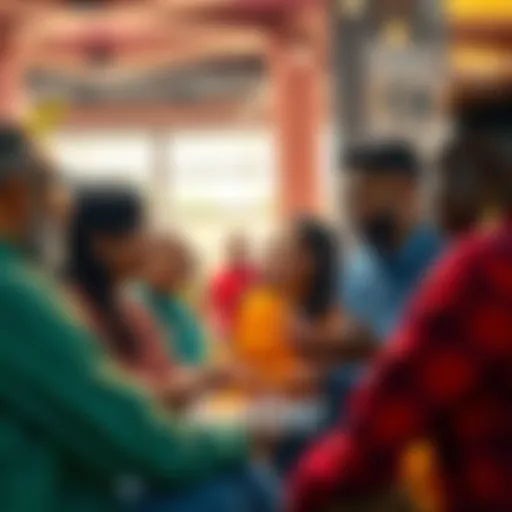 A group of diverse people engaged in a lively discussion about the Kendu attitude, showcasing different cultural perspectives.