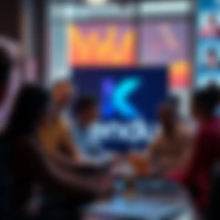 Kendu logo with community members engaging in discussions and activities