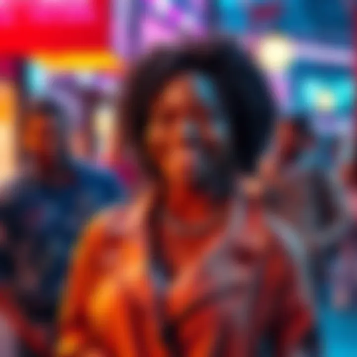 Kendu is shown in a stylish outfit, smiling confidently in a colorful setting, capturing the attention of onlookers.