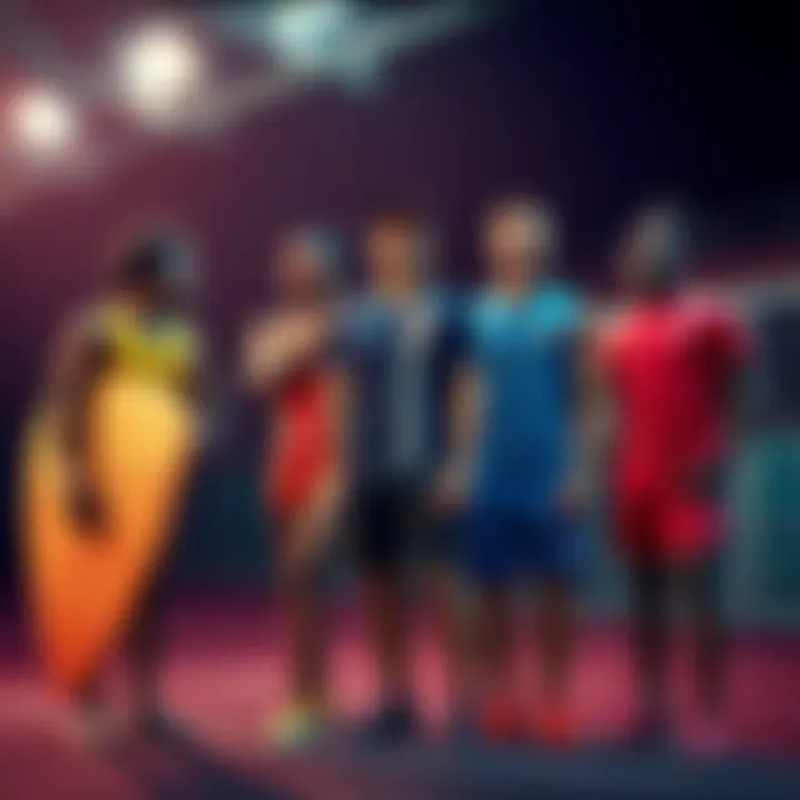A diverse group of athletes from different sports like surfing, gymnastics, and track standing together, showcasing the community initiative of Kendu Unleashed.