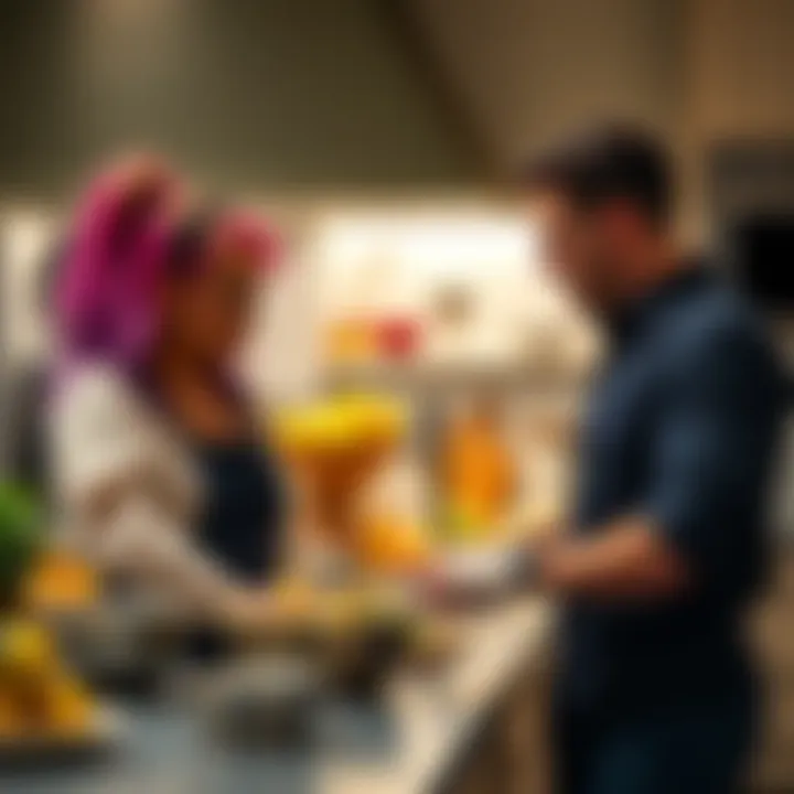 Kitchen drama on The Block Contestants Courtney and Sev cooking in the kitchen with tension in the air during The Block Season 22 Episode 28