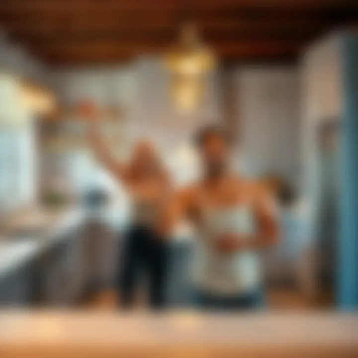 Courtney and Sev standing in their newly revealed kitchen on The Block, looking excited and focused