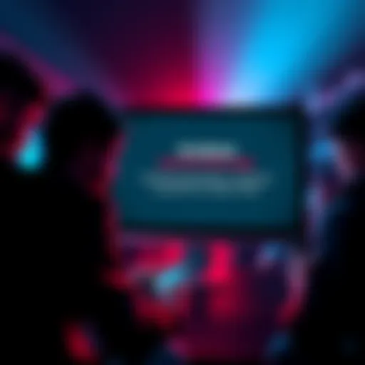 A computer screen displaying a message about Knaken being offline, with worried individuals looking at their phones in the background, symbolizing uncertainty in crypto investments.