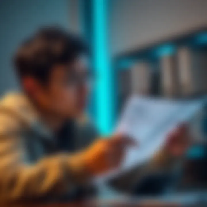 A person looking worried while reviewing tax documents with a calculator