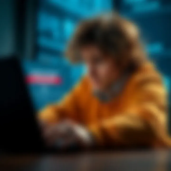 Frustrated customer looking at Kraken account problems on a laptop screen with a blocked funds message