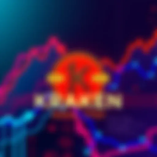 Kraken cryptocurrency exchange logo with IPO text and a rising graph backdrop