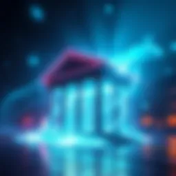 A graphic representation of Kraken's logo transforming into a bank building, symbolizing its shift from a cryptocurrency exchange to a bank.