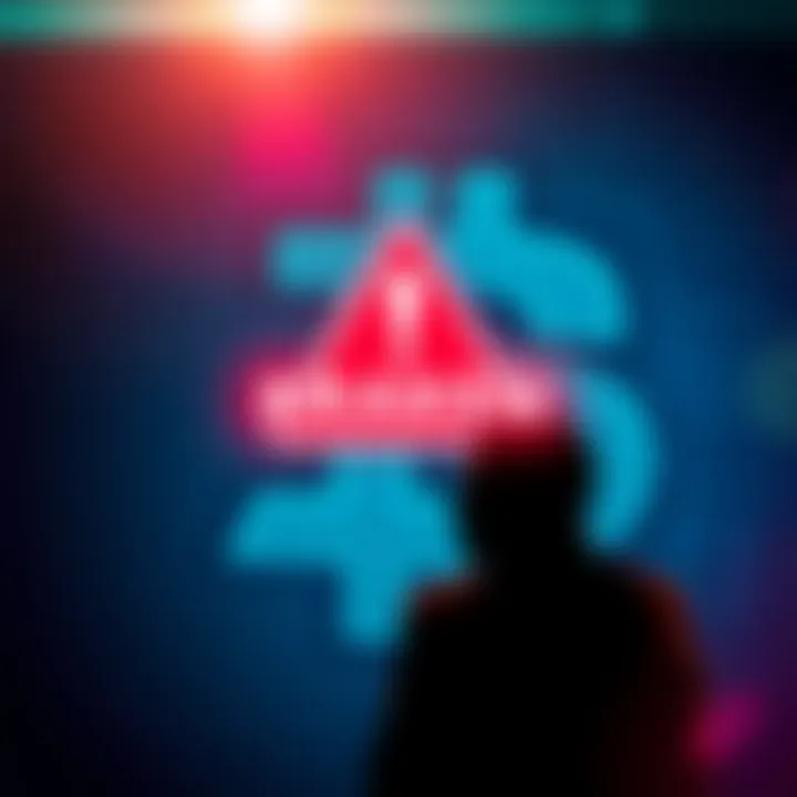 A graphic showing a warning symbol with a background of a digital currency and a silhouette of a person looking concerned, indicating a sophisticated scam affecting Kraken users.