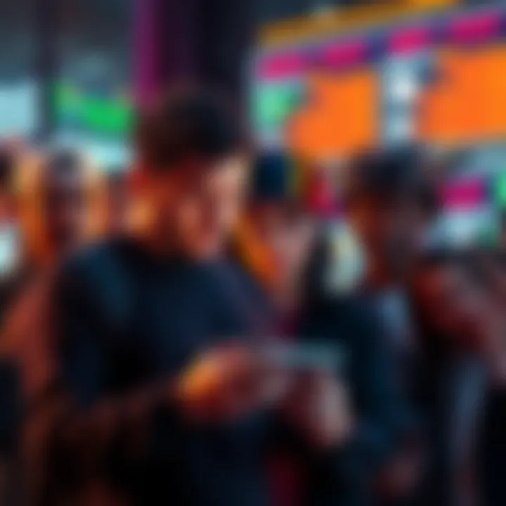 A group of people analyzing social media posts about cryptocurrency, looking frustrated and confused by misleading information.