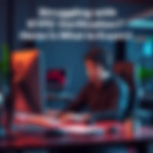 A person sitting at a computer looking frustrated while waiting for KYC verification during account creation.